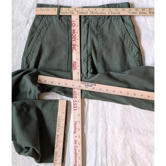 Vintage OG-107 Sateen Trousers US Military Rapid Zip 1970 Straight Leg 28x30 - Picture 8 of 8